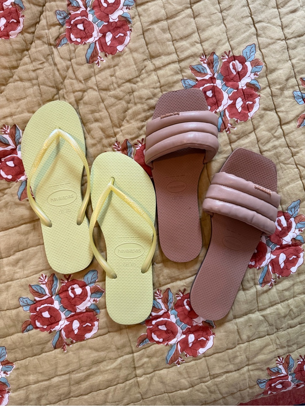PACK OF TWO — Havaianas Yellow Flip Flops & Tan Slide Sandals - Women